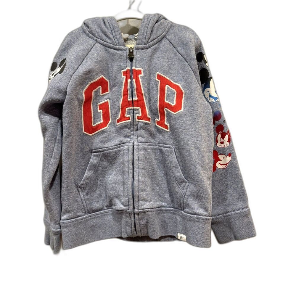 GAP Disney Mickey Mouse Hoodie Zip-Up Sweatshirt Jacket Blue Kids Toddler sz 5